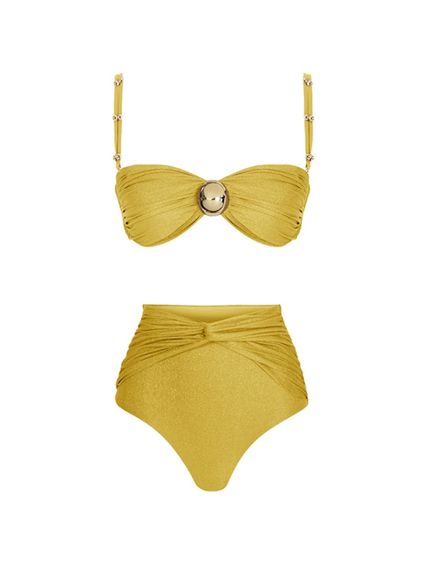 Flash High Waist Bikini Set Push Up Swimwear Female